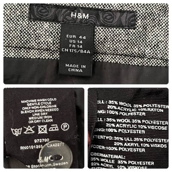 H&M Gray Wool‎ Blend Zip Closure A Line Skirt Size 14 - Picture 10 of 11
